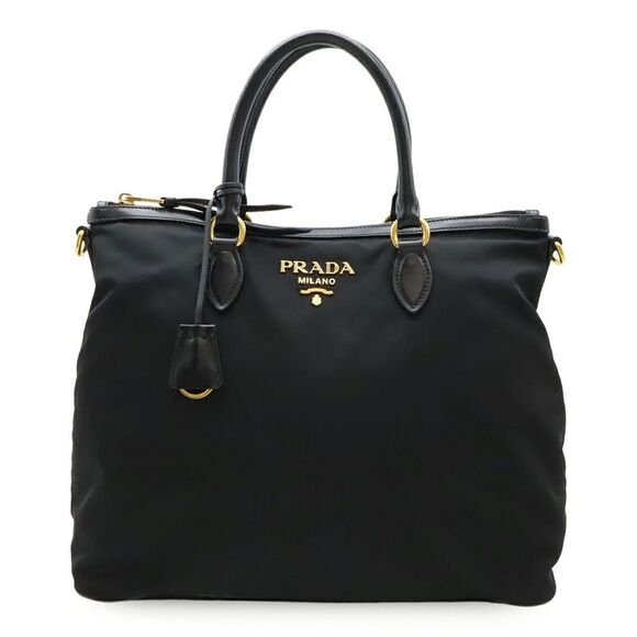 Prada Nylon Leather Tote Bag - Picture 1 of 8